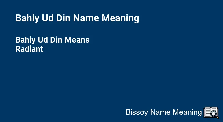 Bahiy Ud Din Name Meaning